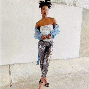 Forever 21 Sequin Ankle Length Pants